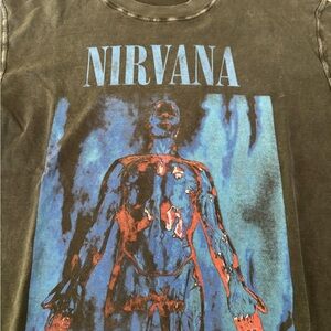 Abercrombie &Fitch , NIRVANA Black and Blue Graphic Tee.
